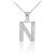 Letter N CZ Pendant Necklace in Sterling Silver