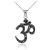 Black Diamond Vintage Ohm Pendant Necklace in 9ct White Gold