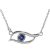 Blue CZ Evil Eye Pendant Necklace in 9ct White Gold