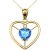 Blue Topaz & Diamond Heartstopper Gemstone Pendant Necklace in 9ct Gold