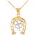 Diamond Adorned 4 Leaf Clover Horseshoe Pendant Necklace in 9ct Two-Tone Gold