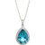 Blue Topaz & Diamond Cerise Prominent Halo Pendant Necklace in 9ct White Gold