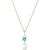 Pearl & Blue Topaz Ayla Belle Drop Pendant Necklace in 9ct Rose Gold