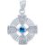 Blue CZ Celtic Trinity Pendant Necklace in Sterling Silver