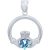 Blue CZ Claddagh Massive Center Pendant Necklace in Sterling Silver