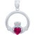 Purple CZ Claddagh Small Middle Pendant Necklace in Sterling Silver