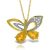 Citrine & Diamond Verity Abstract Butterfly Pendant Necklace in 9ct Gold