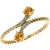 Citrine & Diamond Twisted Two Stone Gemstone Ring in 9ct Gold