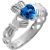 Blue CZ Trinity Band Middle Ring in Sterling Silver