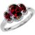 CZ, Crimson CZ & Diamond 3-Stone Ring in 9ct White Gold