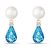 Pearl, Blue Topaz & Diamond Ella Dimensional Chandelier Earrings in 9ct Gold