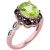 Oval Reduce Peridot & Champagne Diamond Ring in 9ct Rose Gold