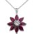 Ruby & Diamond Fascinating Daisy Gemstone Pendant Necklace in 9ct White Gold